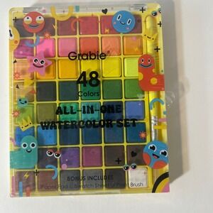Grabie All in‎ One Watercolor Set of 48 NIP Paint Brush Paper Swatch Card
